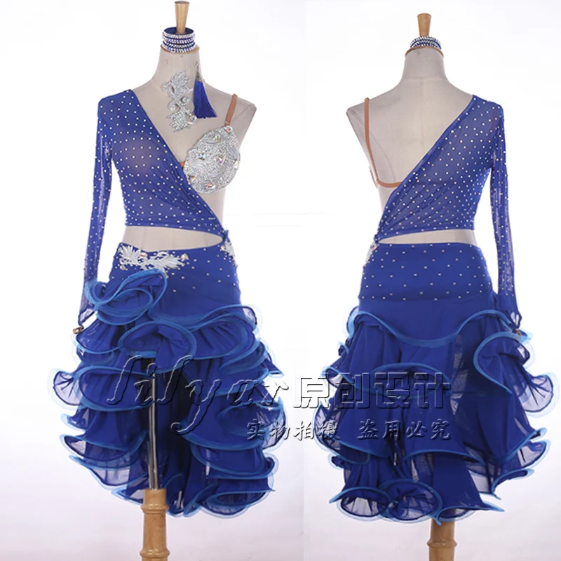 Женский длинный костюм для латиноамериканских танцев|latin dance costumes|latin danceorange dress |