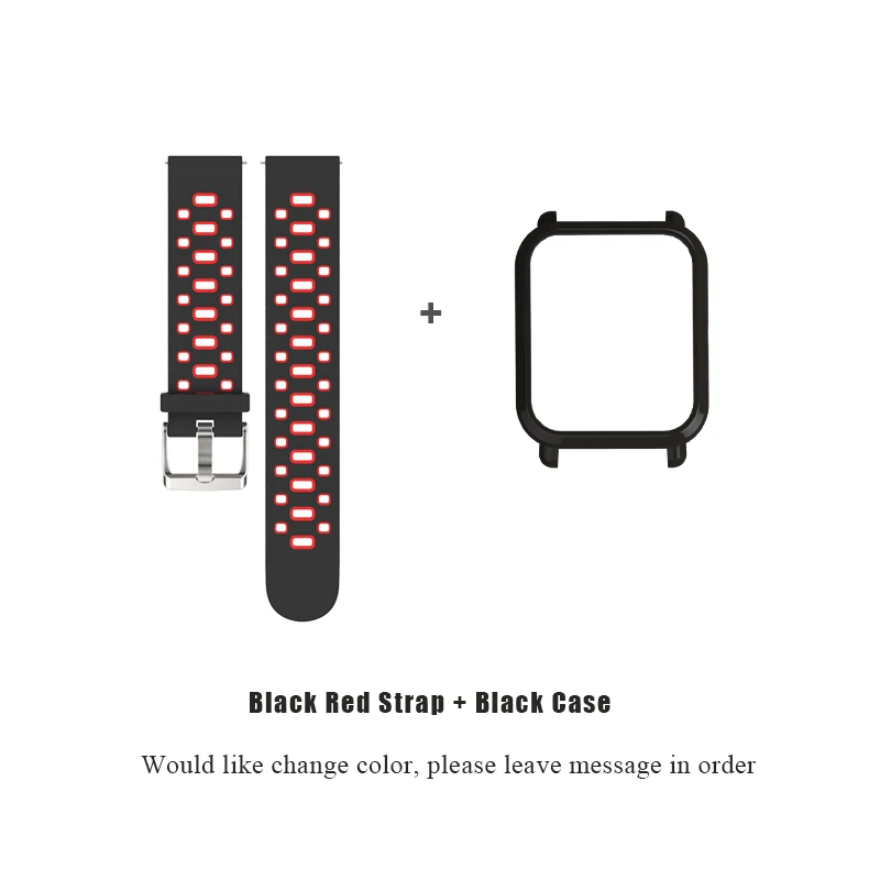 black red black Mijobs Amazfit ремешок Bip силиконовый браслет чехол PC оболочка бампер для Xiaomi Huami Amazfit GTS Bip BIT PACE Lite Smartwatch - Цвет: black red black