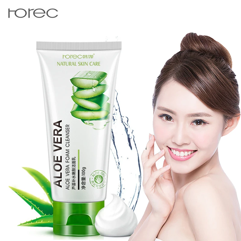 

Aloe Vera Foam Cleanser Face Wash Facial Pore Cleaner Moisturizing Whitening Oil Control Acne Treatment Deep Cleansing Cosmetics