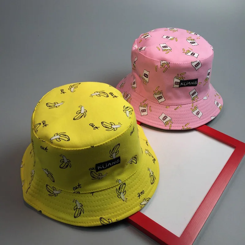 Модная женская шапка с принтом картофеля фри бананов двухсторонняя Двусторонняя