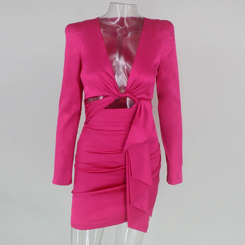 Новое цветное платье с запахом женское сексуальное мини-платье v-образным