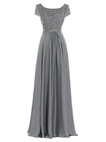 new elegant a line chiffon mother of the bride dresses with short sleeves crystal long floor length custom made wedding