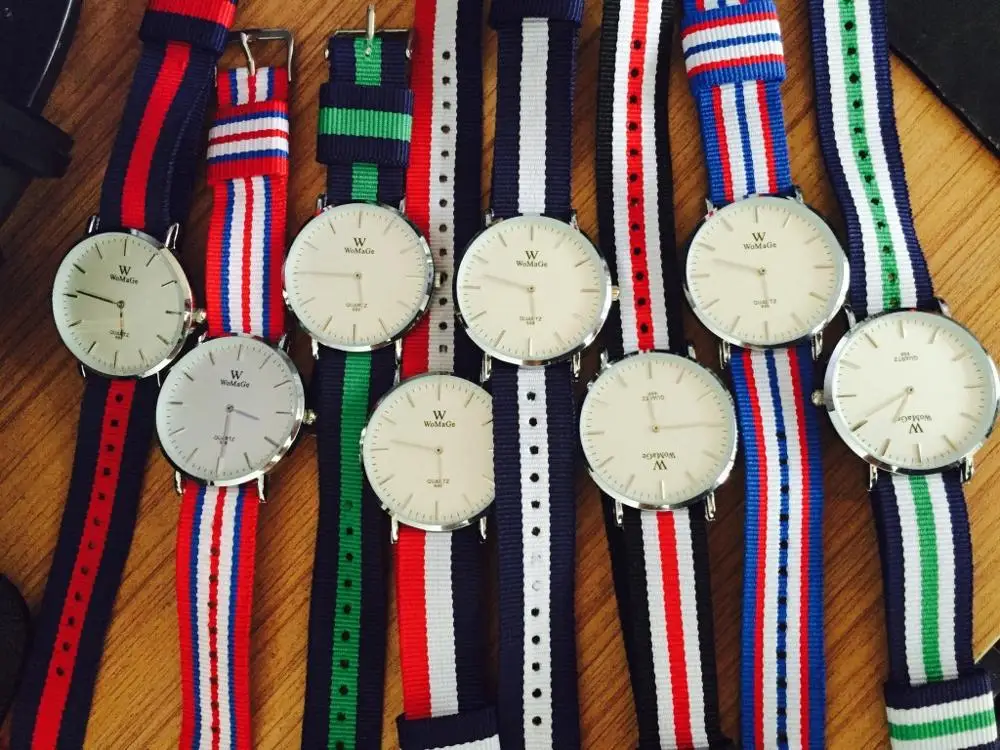 Модные брендовые женские часы унисекс нейлоновые повседневные кварцевые