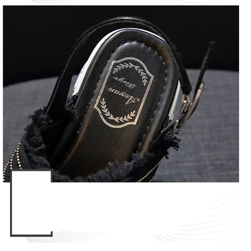 Сандалии из джинсовой ткани Для женщин 2019 Весна клин сандалии Летние женские