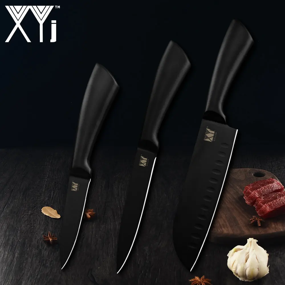 3 PCS Set XYj кухонные ножи из нержавеющей стали принадлежности для приготовления пищи 3," 5" " 8" " 8" дюймов нож из нержавеющей стали держатель для ножей точилка - Цвет: 3 PCS Set