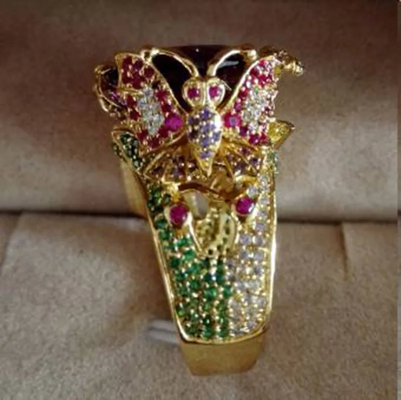 Ювелирные изделия Qi Xuan_Fashion jewelry_роскошный фиолетовый камень бабочка бренд Rings_S925 Твердые серебряные кольца_ завод прямые продажи