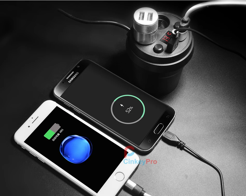 CinkeyPro чашки 2-Порты и разъёмы зарядных порта USB для автомобиля Зарядное устройство для iPhone 8 Plus iPad samsung 2* Прикуриватель Автомобиля-Зарядное устройство для мобильного телефона 5В/3.1A зарядки