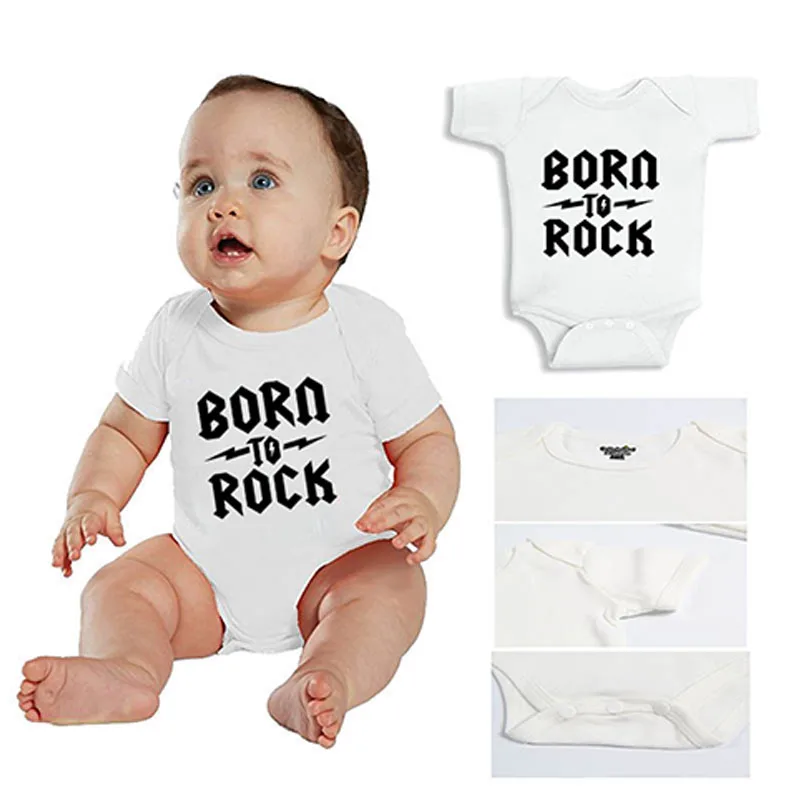 

YSCULBUTOL 2019 new design baby bodysuit born to rock white short sleeve unisex baby bodysuit gift shower