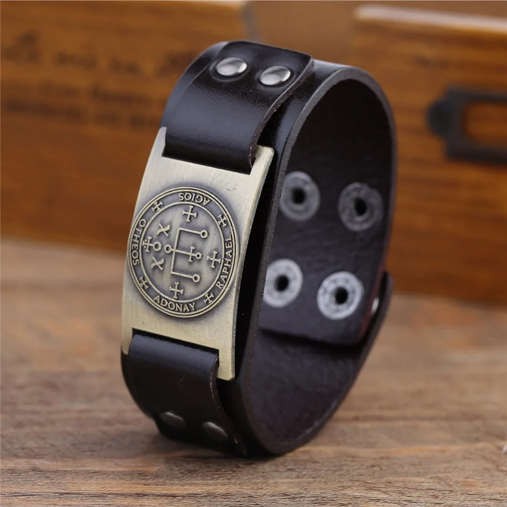 Dawapara кожаный браслет в готическом стиле с надписью &quotArchangel Raphael&quot ювелирные