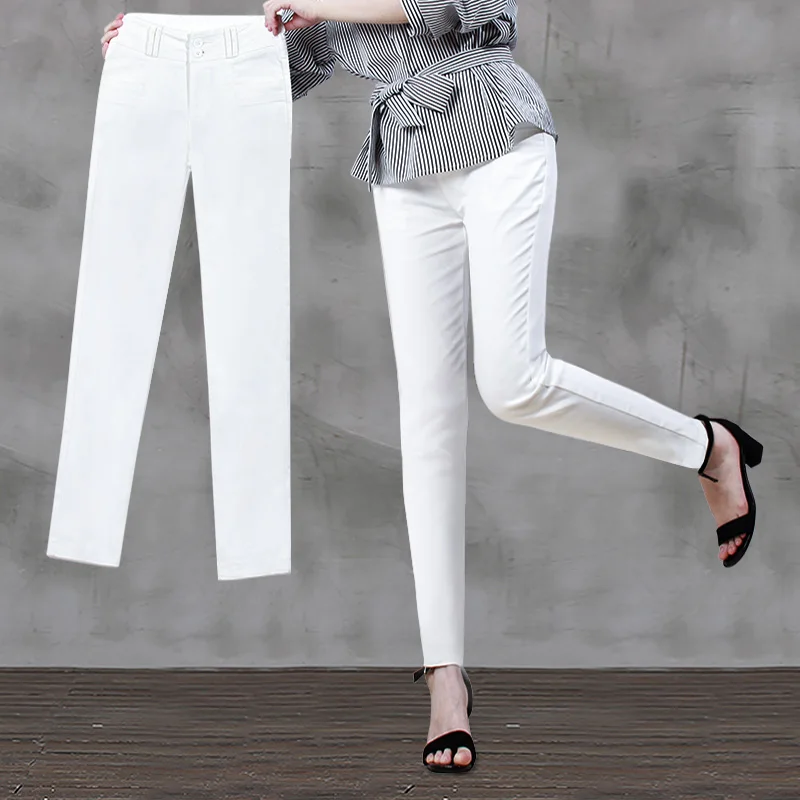 

Women's Pants 2019 New Spring Suit Pencil Pants Female White Black Tights Casual Pants Nine Pants Bottoms Large size M-3XL