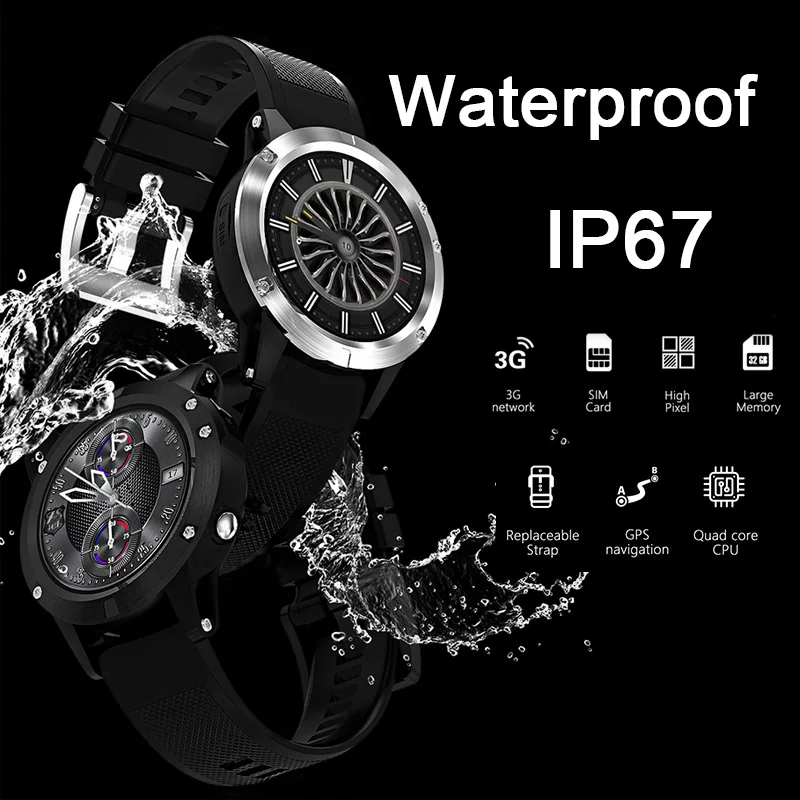 IP67 Водонепроницаемый 3G смарт-браслет 1G 16G номер циферблата ответ телефон