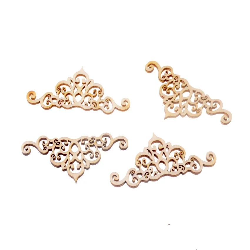 Best Quality 10Pcs Flatback Wood Craft Decoration Promotions Scrapbooking Embellishments Flower Styles Pendants | Дом и сад