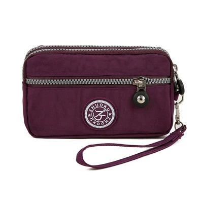 Dark purple AliExpress Горячая Распродажа, кошелек для монет, женский маленький кошелек с эффектом потертости, тканевый кошелек для телефона с двумя молниями, Портативная сумка для макияжа ZK104 - Цвет: Dark purple
