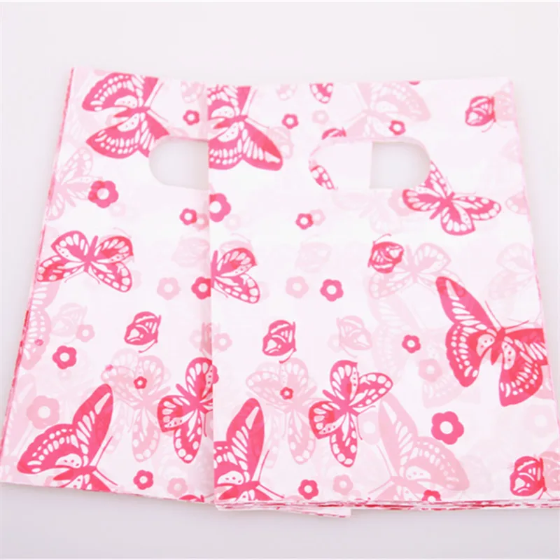 

New Design Wholesale 100pcs/lot 15*20cm Fashion Red Wedding Present Gift Packaging Bags with Butterfly Favor Party Decoration