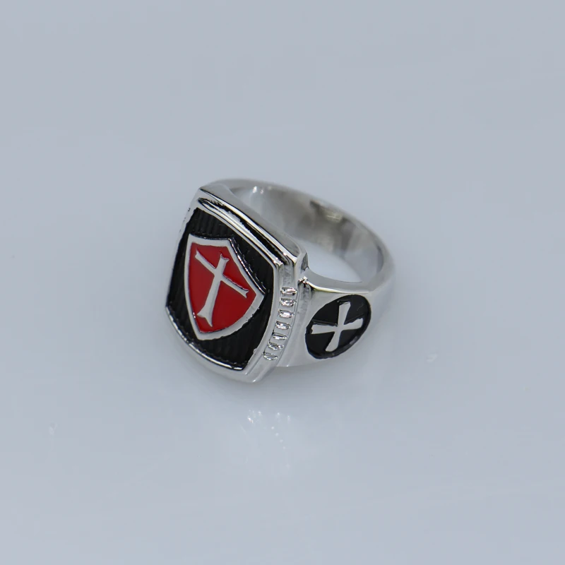 Красная Посеребренная с эмалью кольцо геймер Рыцари Тамплиер обручальное кольцо из нержавеющей стали Крест Пара Кольца Мужчины модный подарок для ювелирных изделий