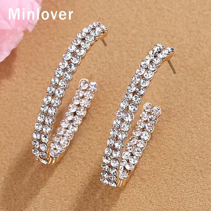 Minlover, новинка, черные стразы, круглые серьги-кольца для женщин, для невесты, геометрические круглые серьги, Brincos, вечерние, свадебные ювелирные изделия, MEH1451