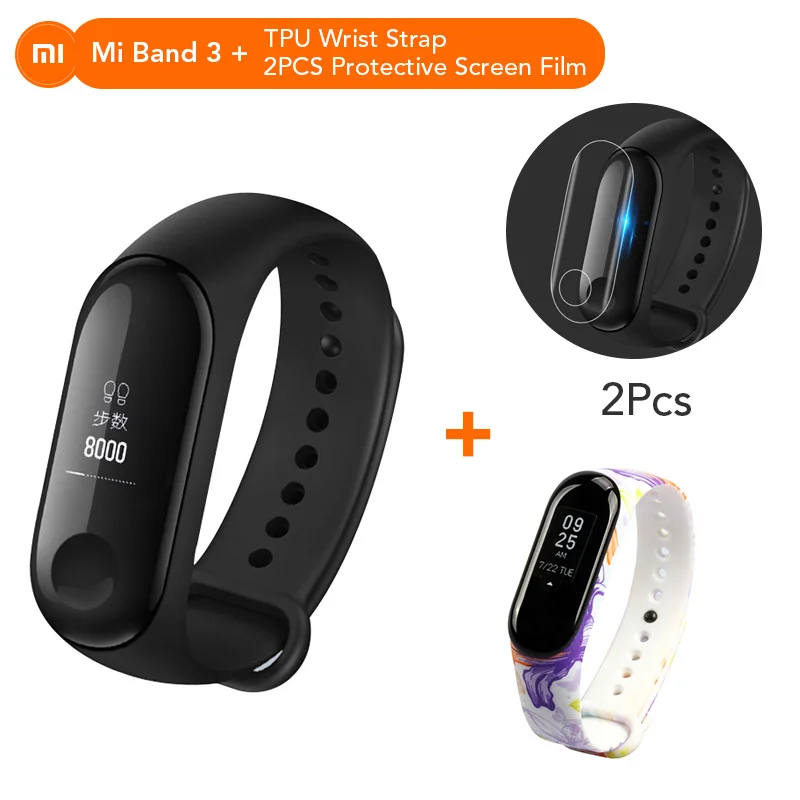 Add NO.4 Strap Xiaomi mi-браслет 3 Xio mi пульсометр Bluetooth 4,2 умный спортивный браслет OLED mi band 3 Smartband разноцветные ремни - Цвет: Add NO.4 Strap