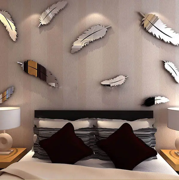 3D зеркальная поверхность наклейка в виде перьев наклейки на стену сделай сам