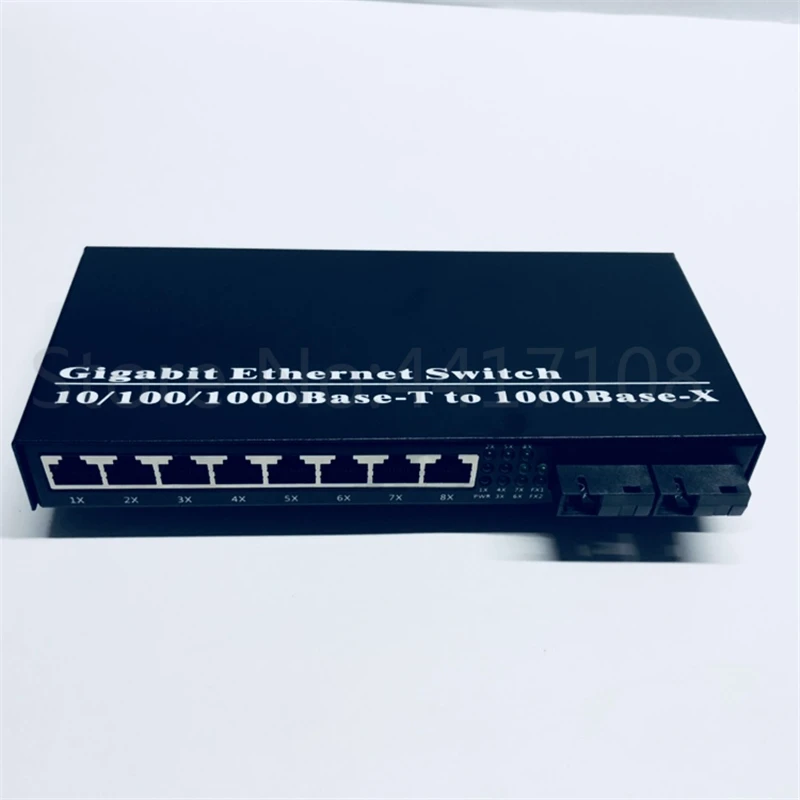 8UTP& 2SC 10/100/1000M Gigabit Ethernet-коммутатор Ethernet волоконно-оптический медиа конвертер одиночный режим 8* RJ45 UTP локальной сети) и 2* SC волокно Порты и разъёмы