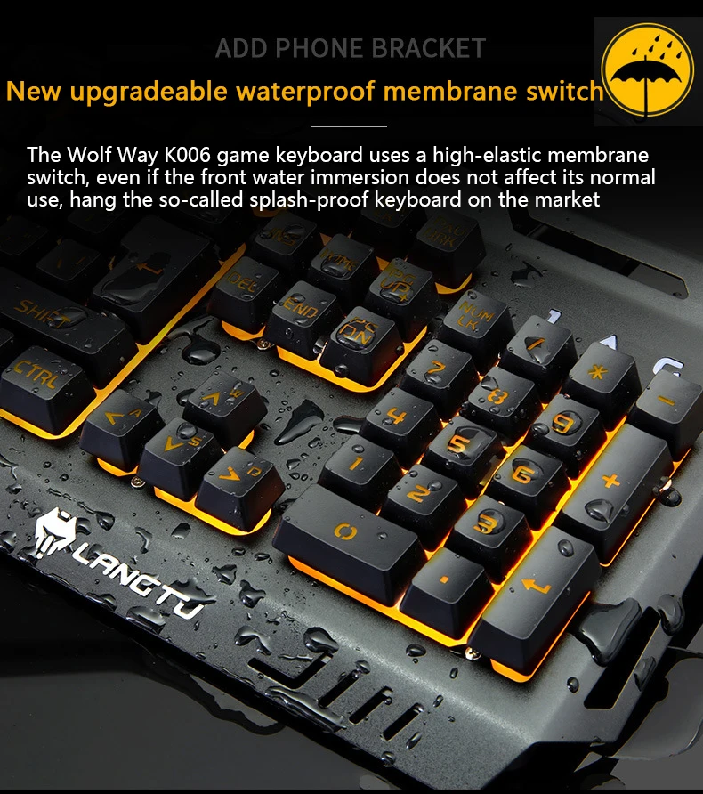 K006 игровая клавиатура 104 ключ Esports игра RGB Проводная Подсветка Механическая сенсорная игровая клавиатура для настольного компьютера ноутбука