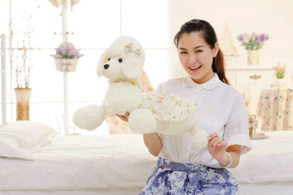 Милая кукла для девочки большая детская плюшевая игрушка пудель подарок на день