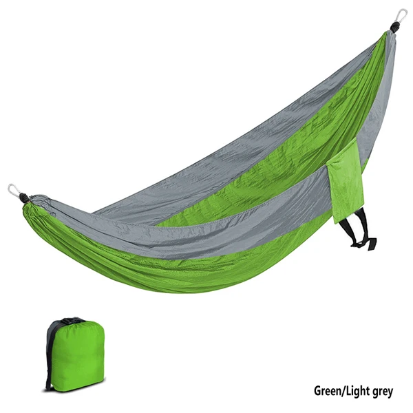 Lime green and grey Двойной человек гамак-парашют портативный Открытый Кемпинг домашний сад спальный гамак кровать 300 кг Максимальная загрузка - Цвет: Lime green and grey