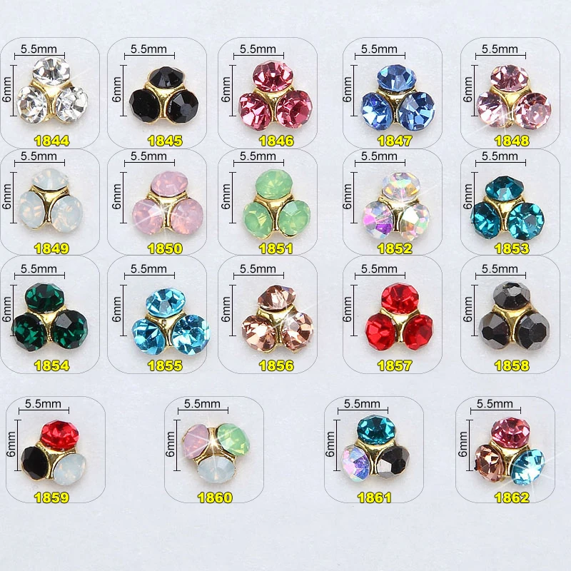 

100pcs 3d heap Drill uv gel nail rhinestone accessories colored strass rhinestones AB glitter metal charms for nails Y1844~1862