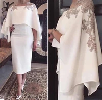 tea length white applique mother of the bride with wrap elegant new special occasion dresses