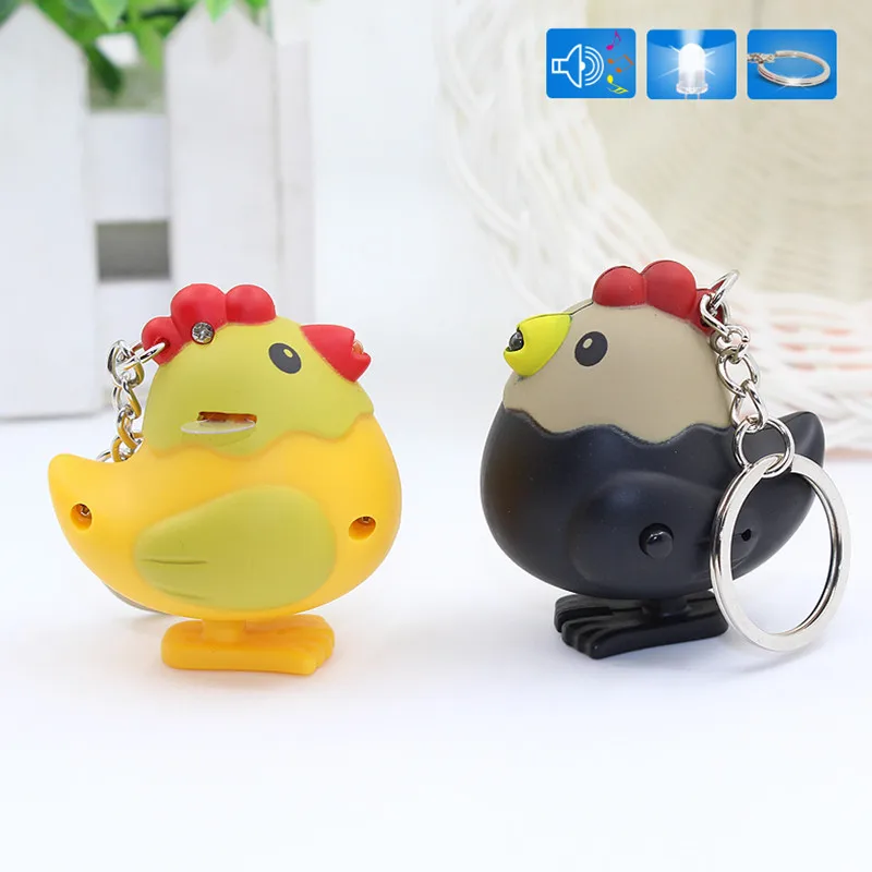 Милые светодиодный брелок со звуком светильник вспышки в курица брелки для