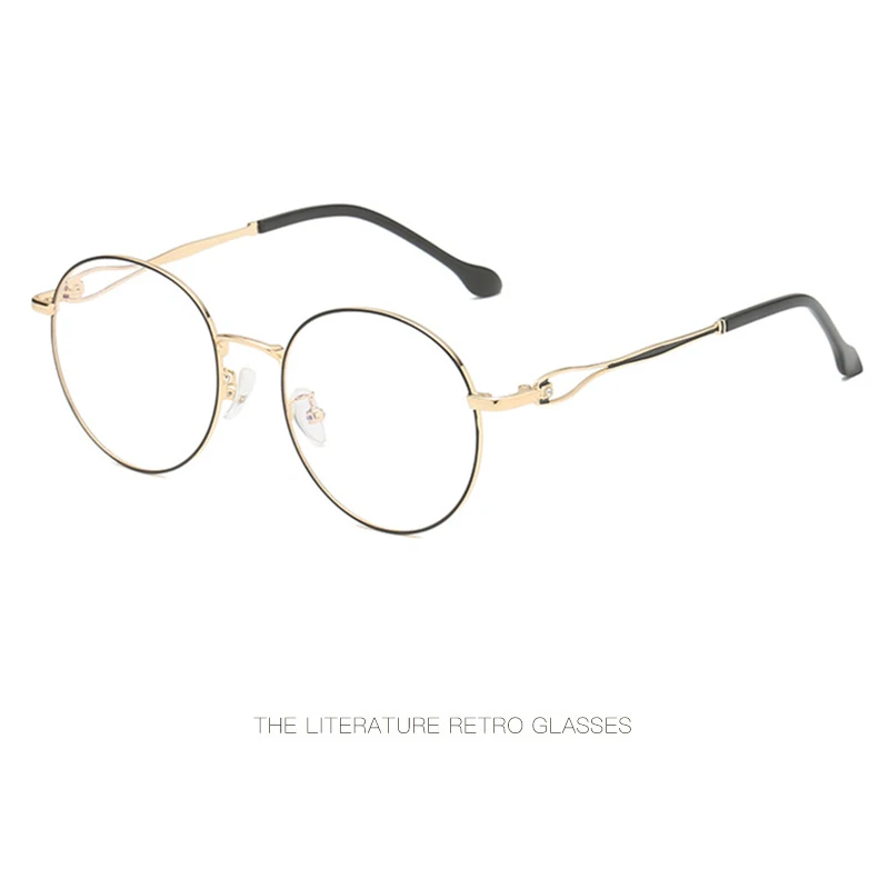 

Round frame comfortable metal new glasses full frame fashion mirror leg personality flat mirror decorative trend glasses frame