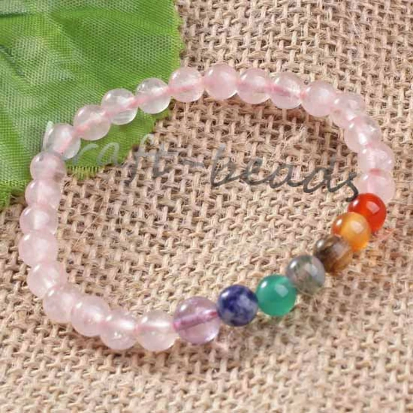 Крафт-бусы трендовые круглые бусины камень натуральный розовый кварцевый