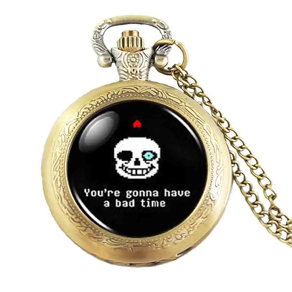 Карманное ожерелье в стиле стимпанк Undertale из бронзовой стали с цепочкой|f pendant|silver