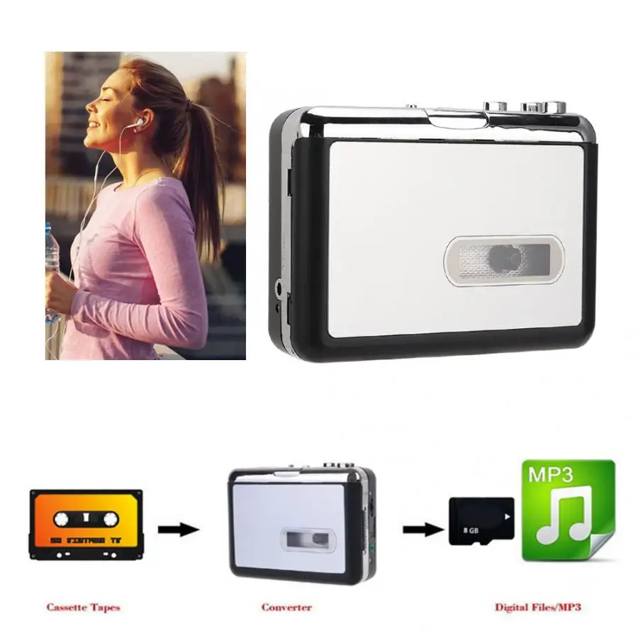 Кассета в MP3 конвертер стерео USB кассета цифровая лента с наушниками поддержка TF