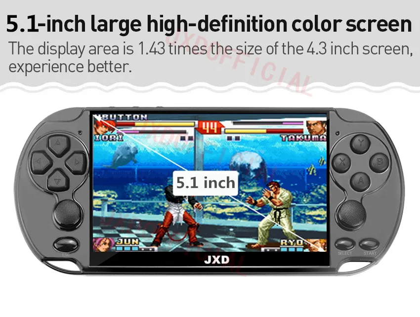 JXD, 48 ГБ, 5,1 дюйма, двойной джойстик, игровая консоль, встроенный в 9450, игра для аркадных игр, neogeo/cps/gba/gbc/GB/sens/nes/smd, mp5 DV/DC