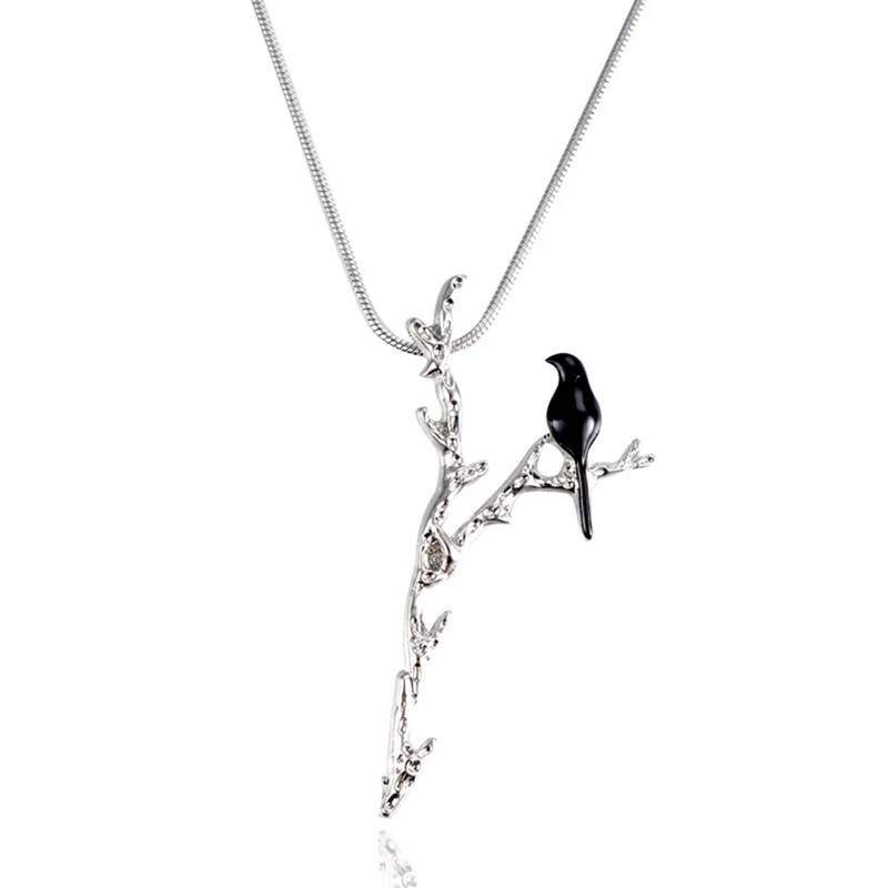 Ожерелье с подвеской в форме ветки птицы украшение для шеи из сплава ювелирные