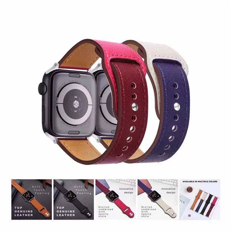 Ремешок из натуральной кожи для Apple Watch Band 4 42 мм 38 спортивный ремешок iwatch серии 44 40