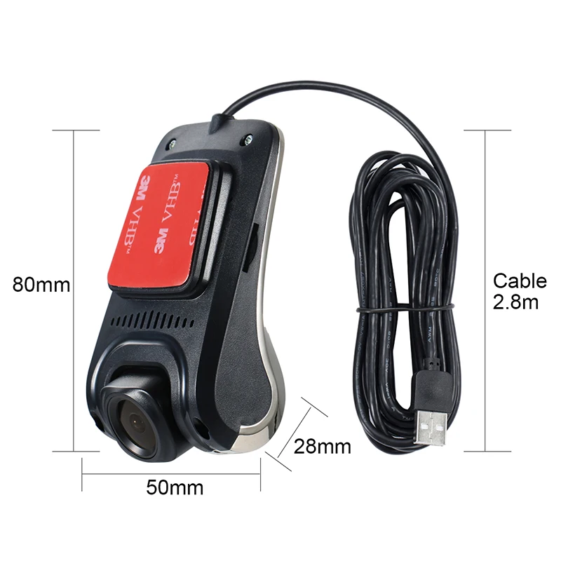 ZW10A USB Автомобильный видеорегистратор, камера для вождения, видеорегистратор для Android, Автомобильный плеер, видеорегистратор для вождения, Авто запись, черный