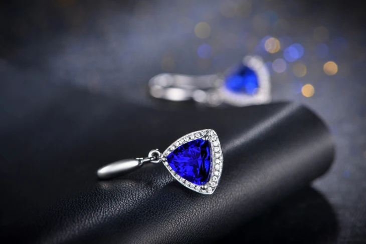 ZOCAI 18 K серьги из белого золота 1,8 CT сертифицированные, подлинные треугольные танзанитовые серьги-капли с 0,16 ct алмазные серьги E00929