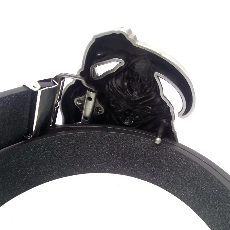 Punk Rock Cowboy Mens Belts with Skull Reaper's Scythe Big Metal Buckle Cinturon Hombre Cinto Masculino Riem Kemer Cintura Uomo |