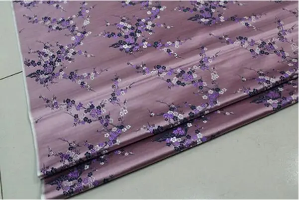 CF61 1 ярд китайский цветок сливы шелковая парча ткань Cheongsam одежда костюмы DIY Ткань для шитья кушион покрывало ткань - Цвет: 13 dark lilac