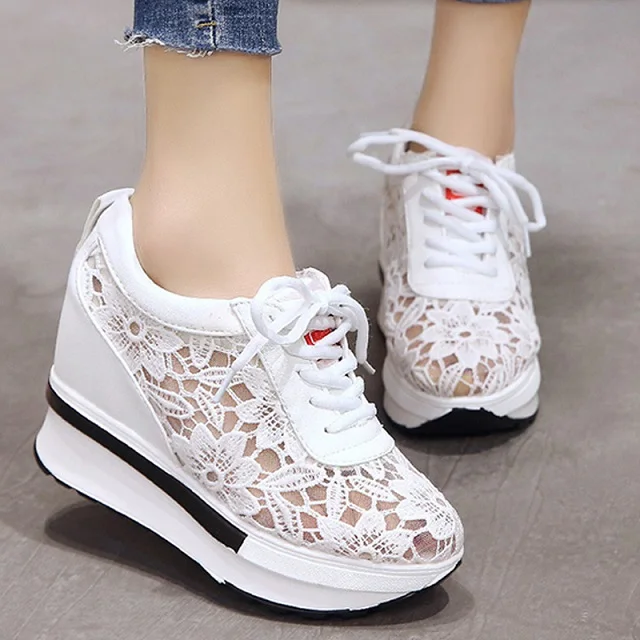 

Hot mesh breathable shoes woman platform heels casual shoes women 2019 wedges platform shoes for women chaussures femme