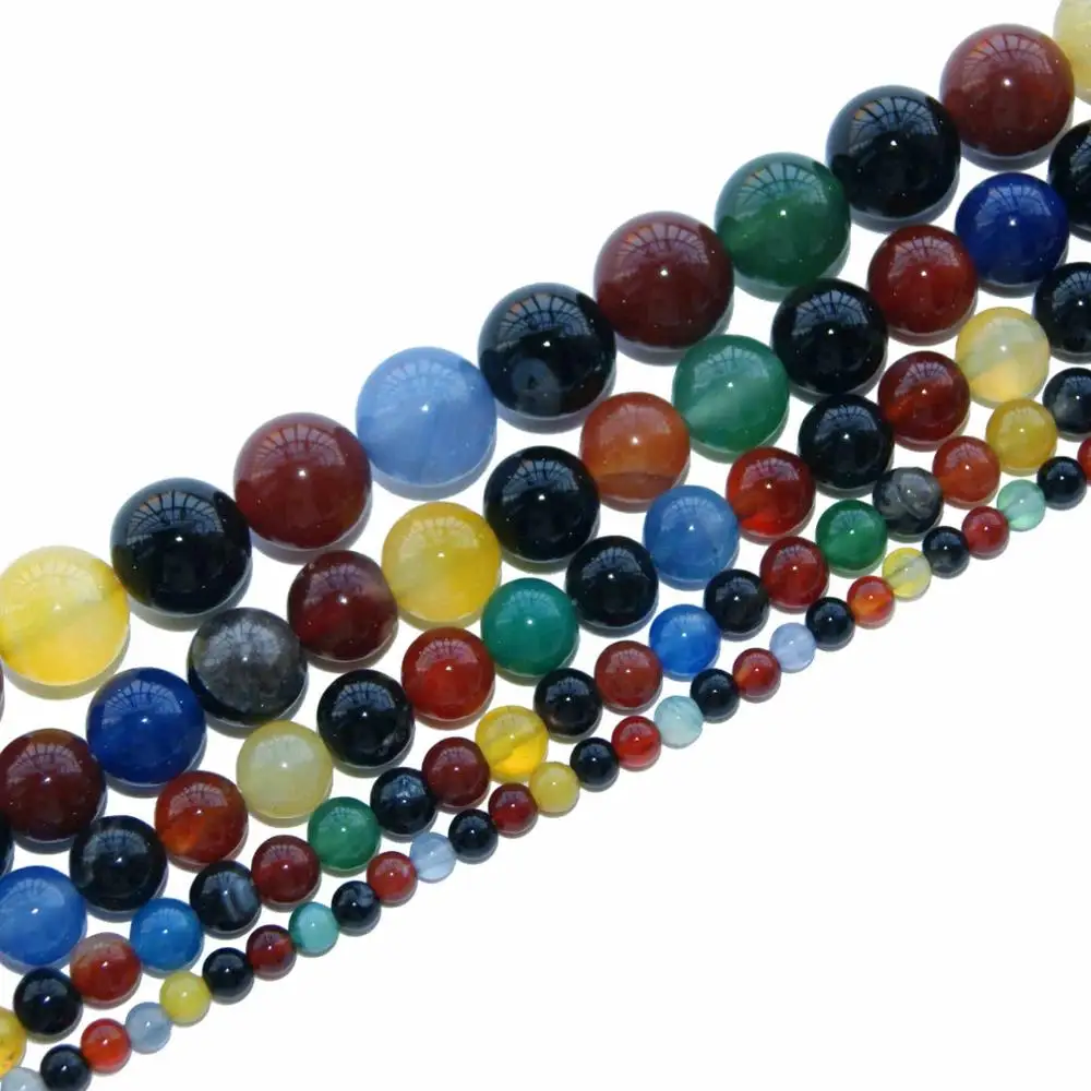 Colorful agate Агаты бирюзой Натуральный Камень Бисер Амазонит Круглые бусины для самостоятельного изготовления ювелирных изделий Цепочки и ожерелья браслета 4/6/8/10/12 мм - Цвет: Colorful agate