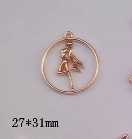Новинка, 10 шт./партия, любовь, сердце, звезды, крылья, юбка, кошка, подвеска на металлическом каркасе, Золотой шарм, ободок, установка кабошона, установка, УФ смола, Шарм - Цвет: 18
