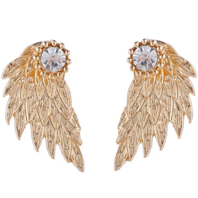 EK101 gold Новая мода Brincos сердце из имитации жемчуга кристалл цветок лук лист Крылья ангела серьги-гвоздики геометрической формы для женщин ювелирные изделия Bijoux - Окраска металла: EK101 gold