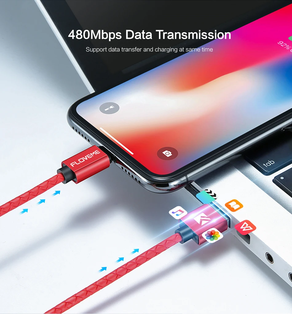 Магнитный usb-кабель FLOVEME для iPhone 6, Xiaomi Redmi 4X, Micro USB type C, usb кабель 3A, 1 м, магнитное зарядное устройство
