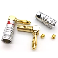 8 50pcs hifi right angle nakamich banana plugs gold plated musical speaker wire cable connector 4mm for hifi