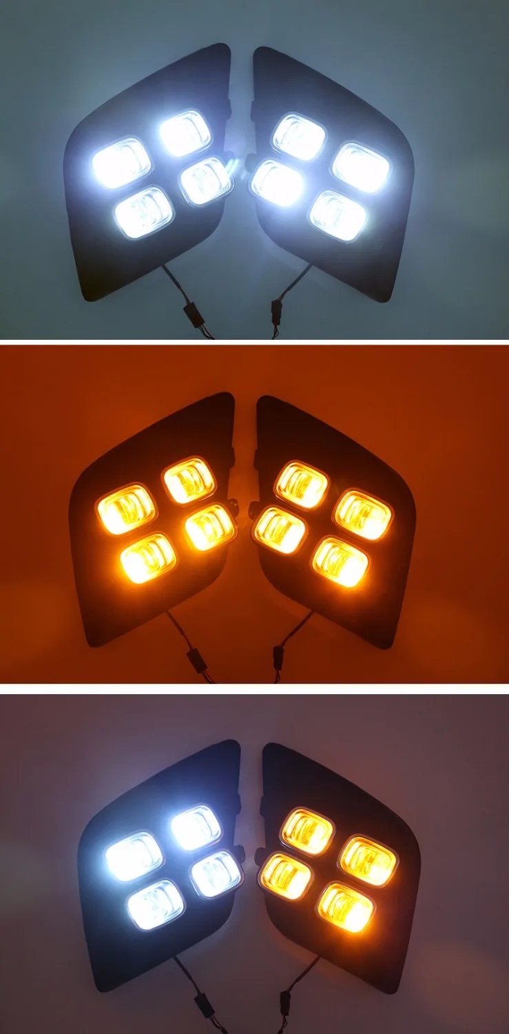 

SUNKIA Car Styling LED DRL Daytime Running Lights for Toyota Hilux Revo Vigo 2015 2016 Daylight Fog Lamp Decoration