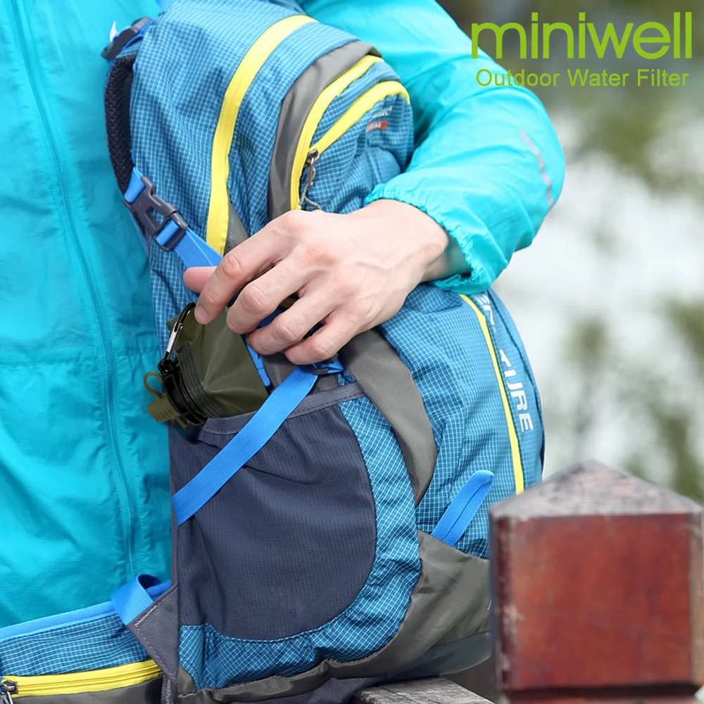 Фильтр для воды miniwell со складной сумкой пеших прогулок езды на велосипеде и