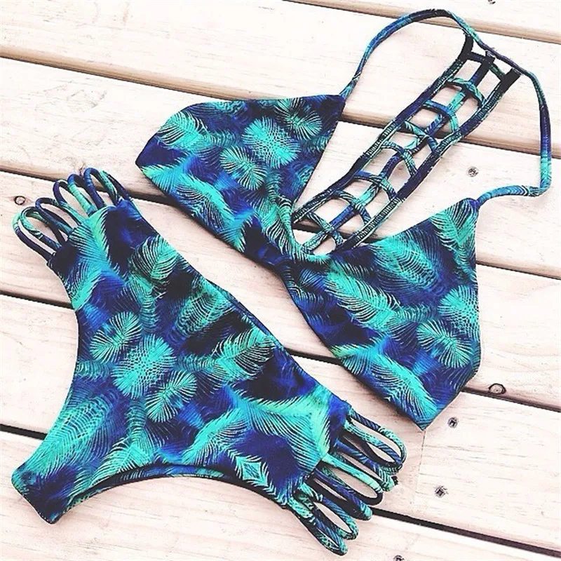 SMK peacock pattern bikini summer beach Bikinis Brazilian Bikini Set Bandage Beach Wear Women Bathing Suits Swim Suit |