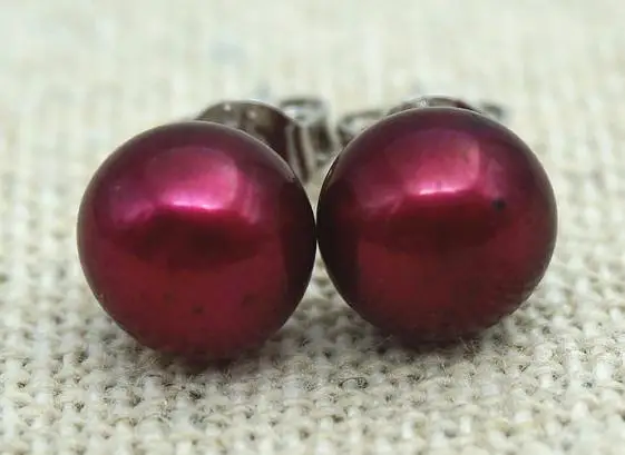 Оригинальные жемчужные серьги Oxblood красный цвет пресноводные AA 7 8 мм S925